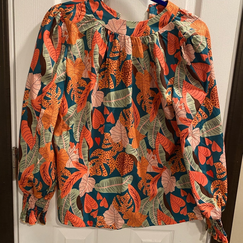 SHEIN Multicolor Leaf Print Blouse